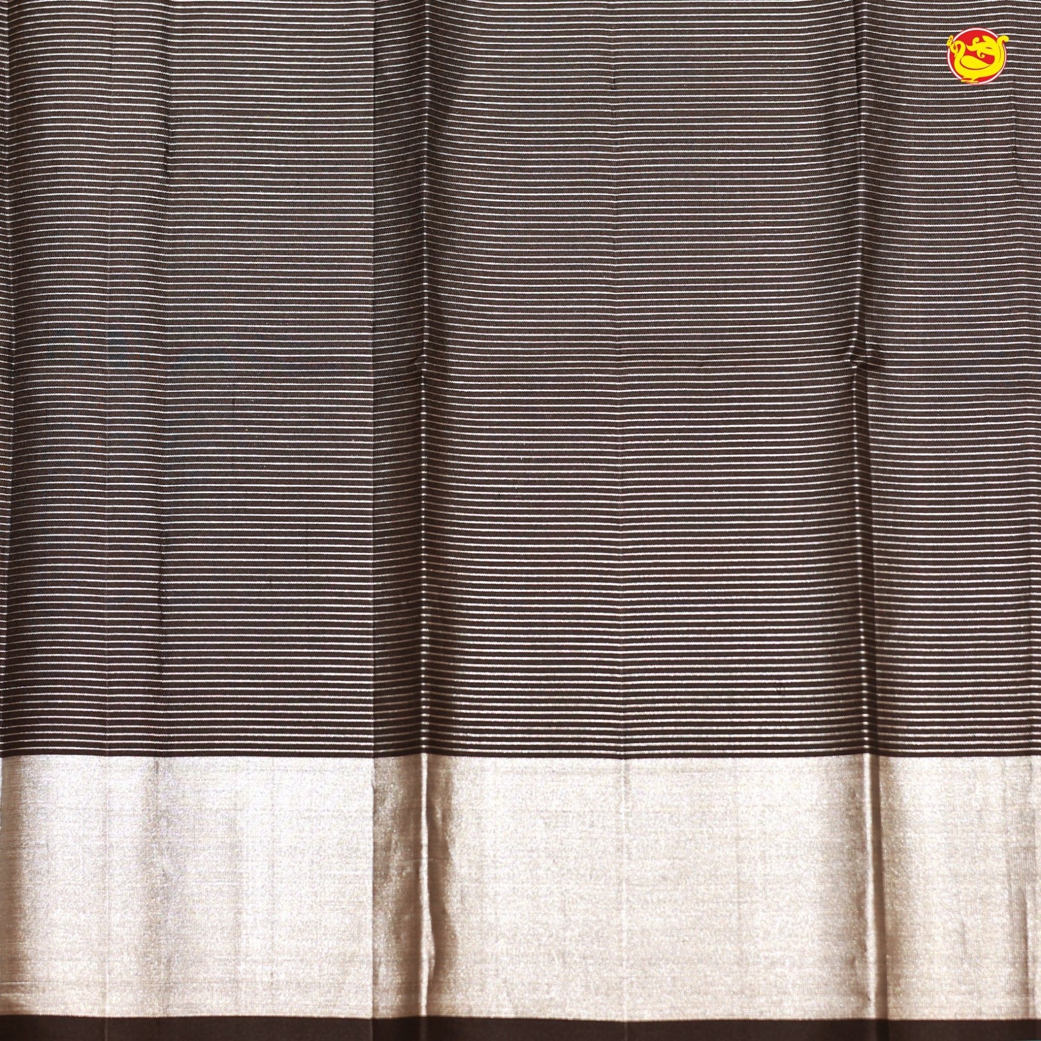 Sky Blue with Black Checked Silver Zari Floral Border Soft Silk Saree - Thenianantham