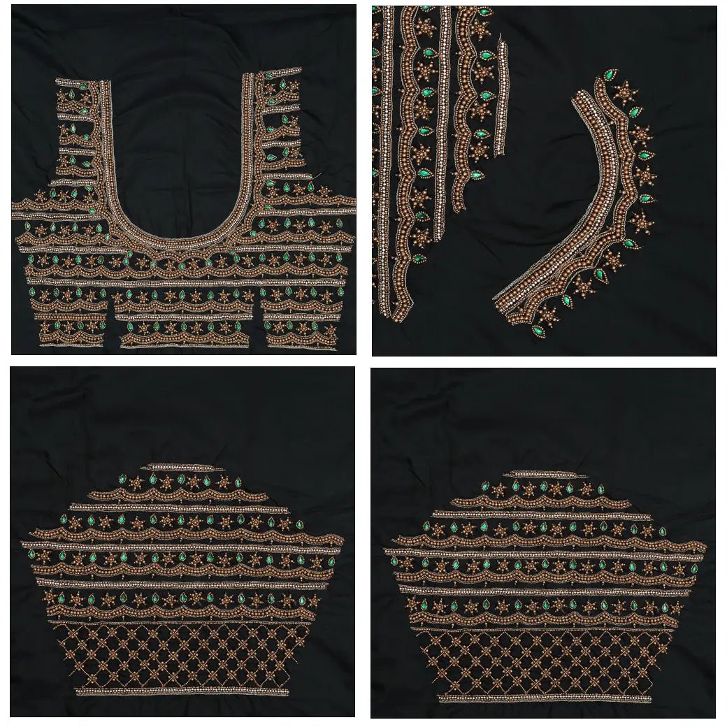 Dark Green Bridal Aariwork Blouse - Thenianantham