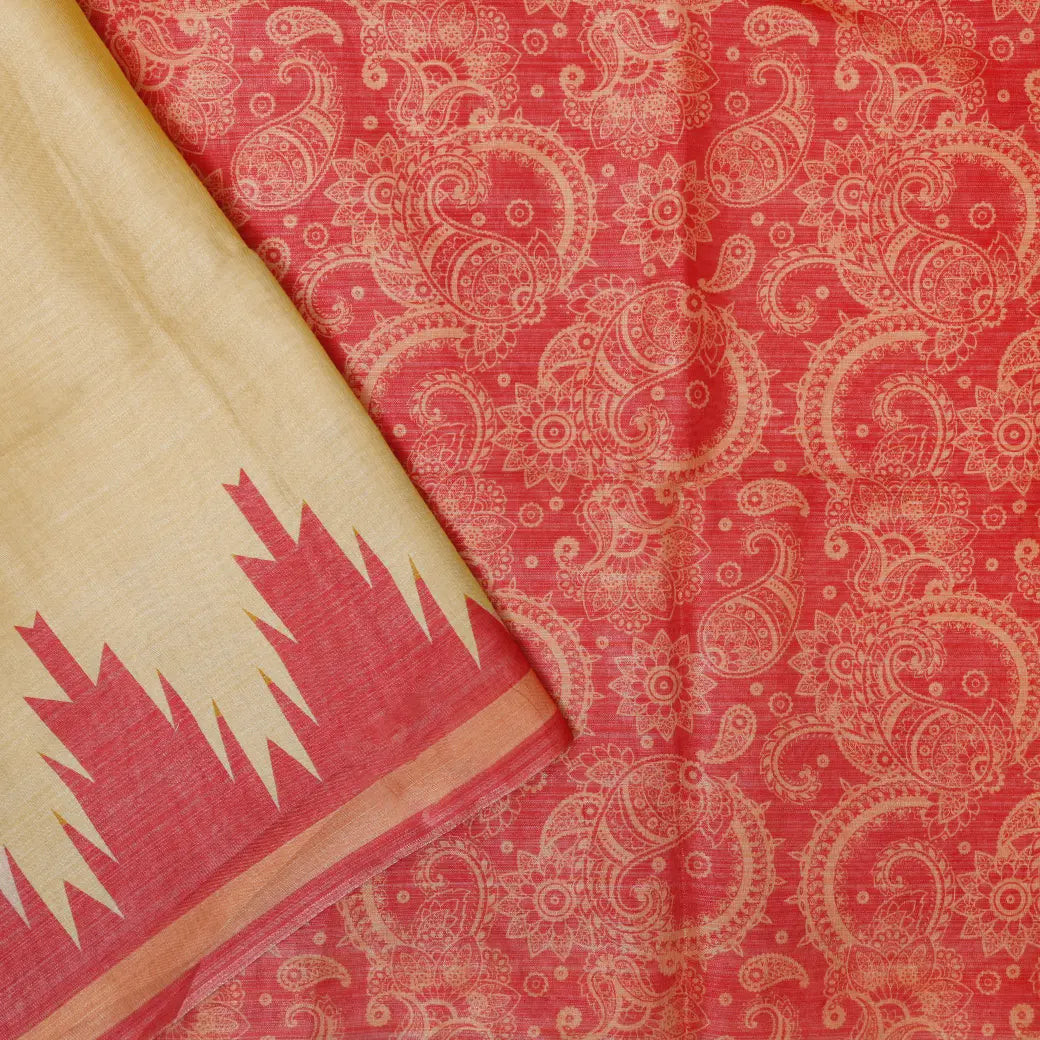 Sandal with Red Tissue Silk Saree
