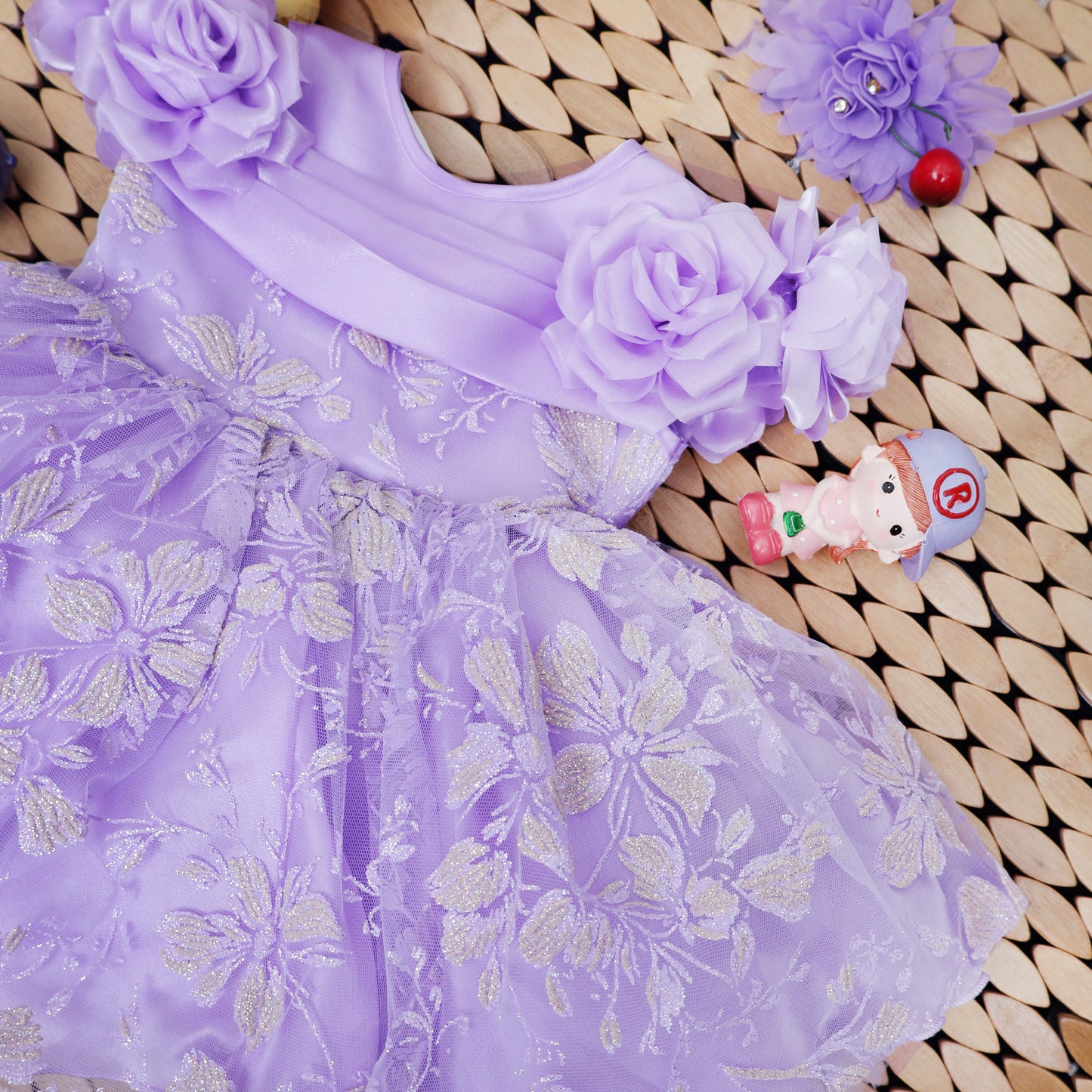 Lavender Color Girls Branded Readymade Short Frock