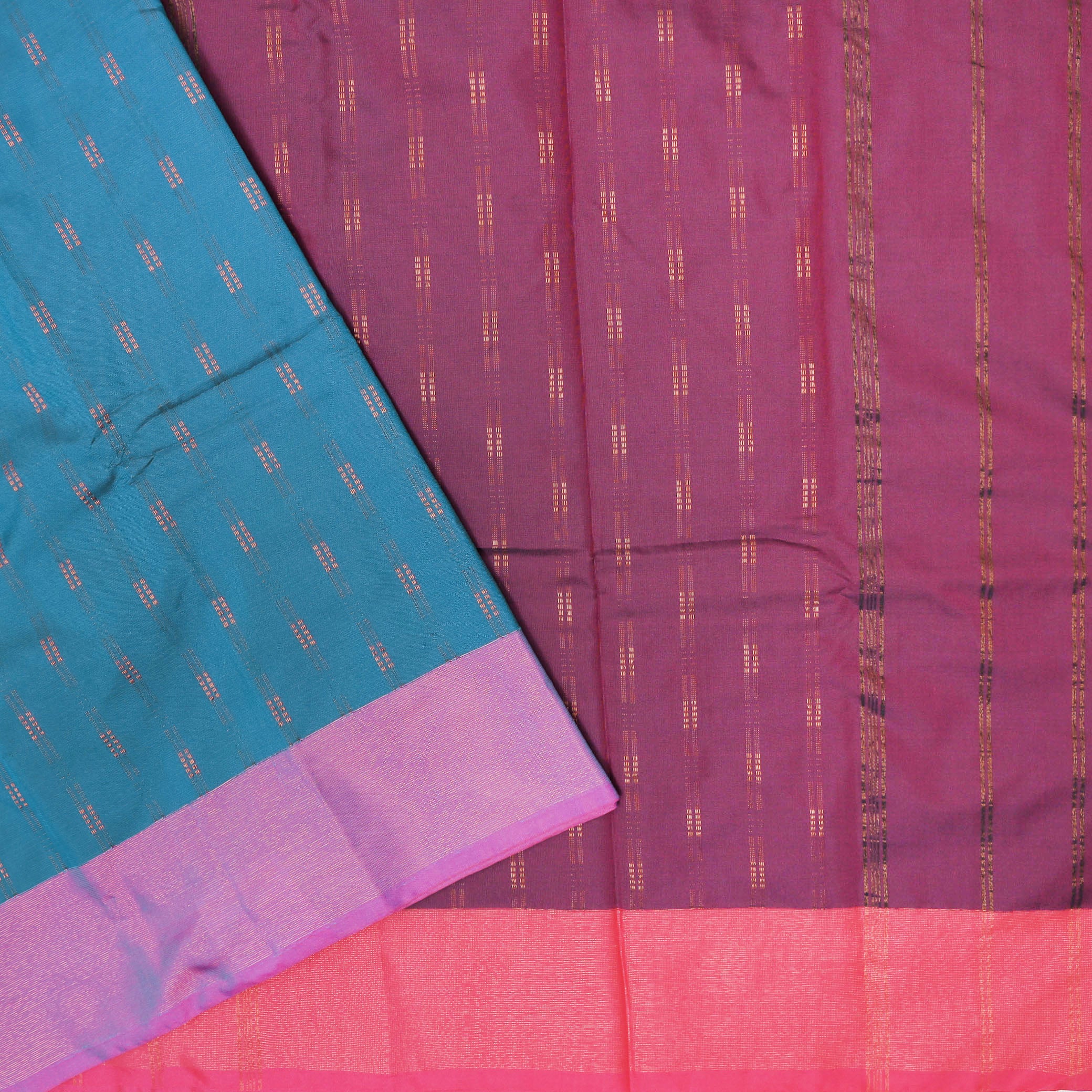 Medium Blue with Pink Arani Silk Saree