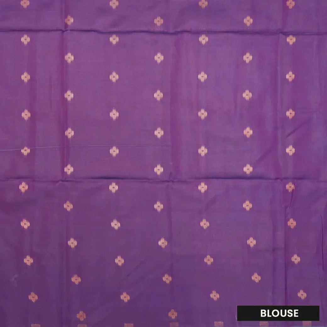 Light Gray With Deep Purple Pochampally Semi Ikat Silk Saree