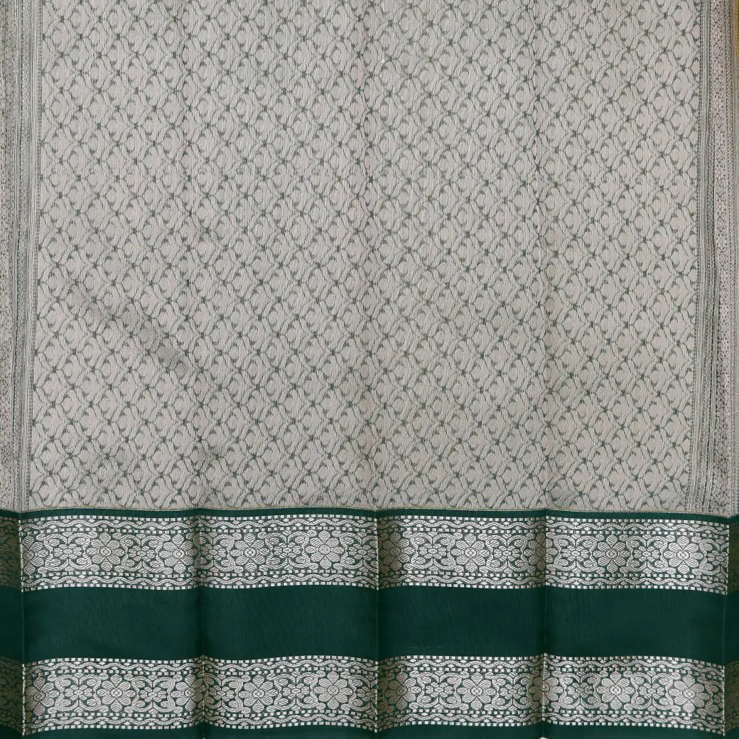Yellow With Dark Green Checked Silk Cotton Saree