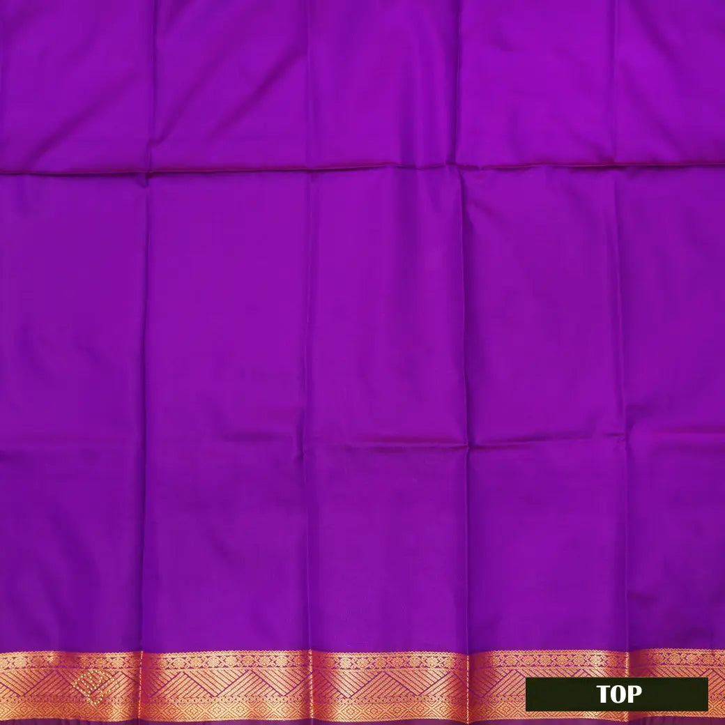 Magenta With Purple Border Floral Design Traditional Pattu Pavadai Material