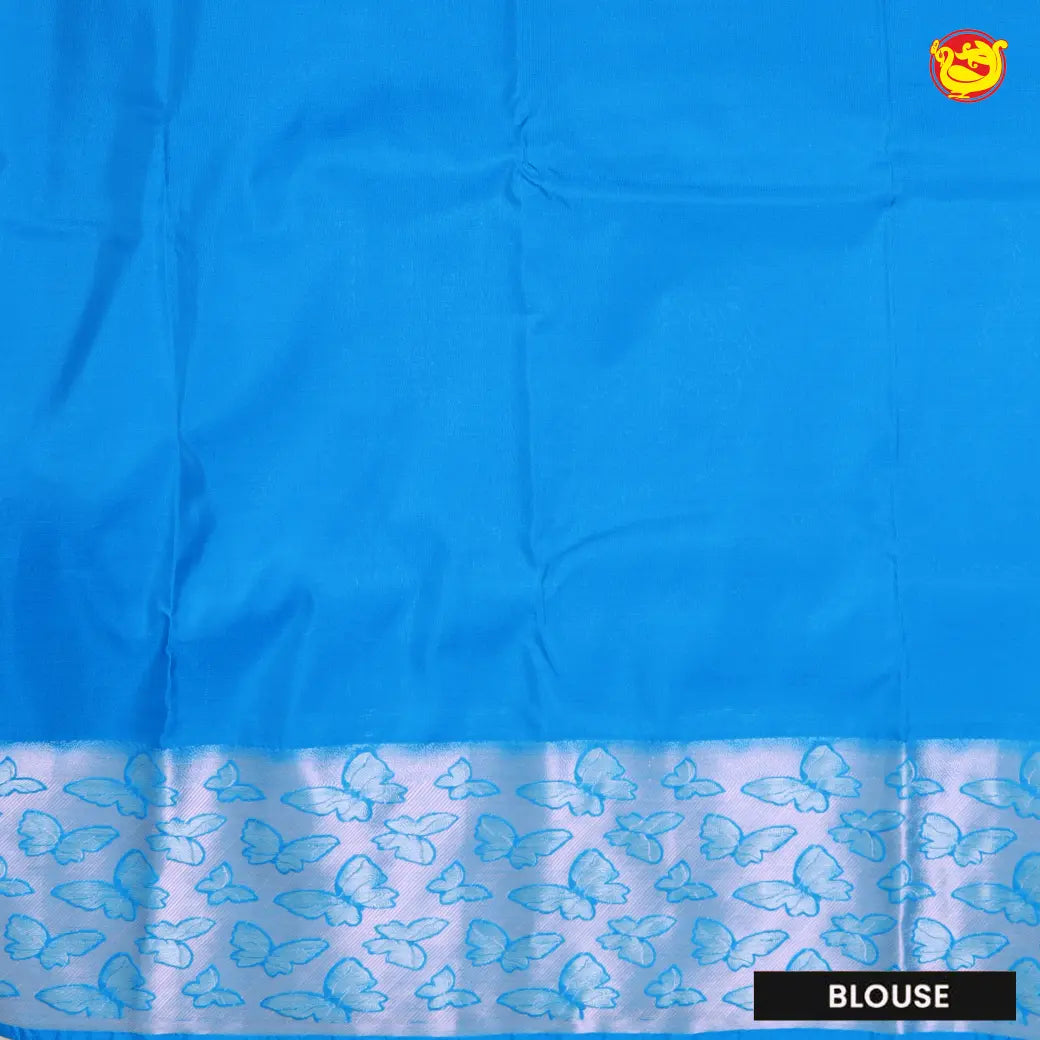 Wine with Deep Sky Blue Soft Silk Saree