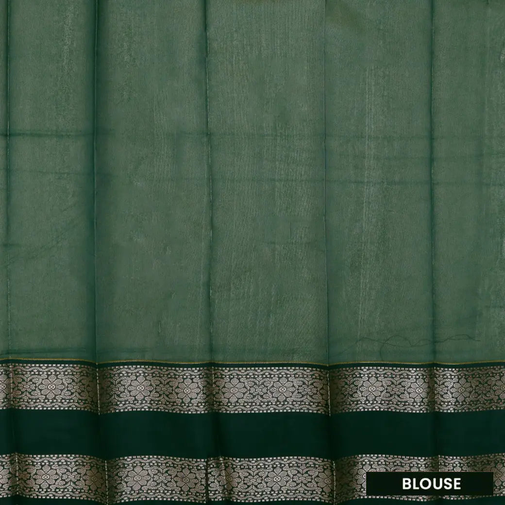 Yellow With Dark Green Checked Silk Cotton Saree