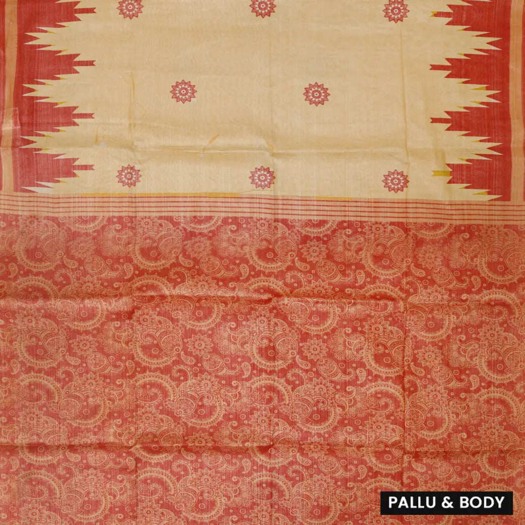 Sandal with Red Tissue Silk Saree