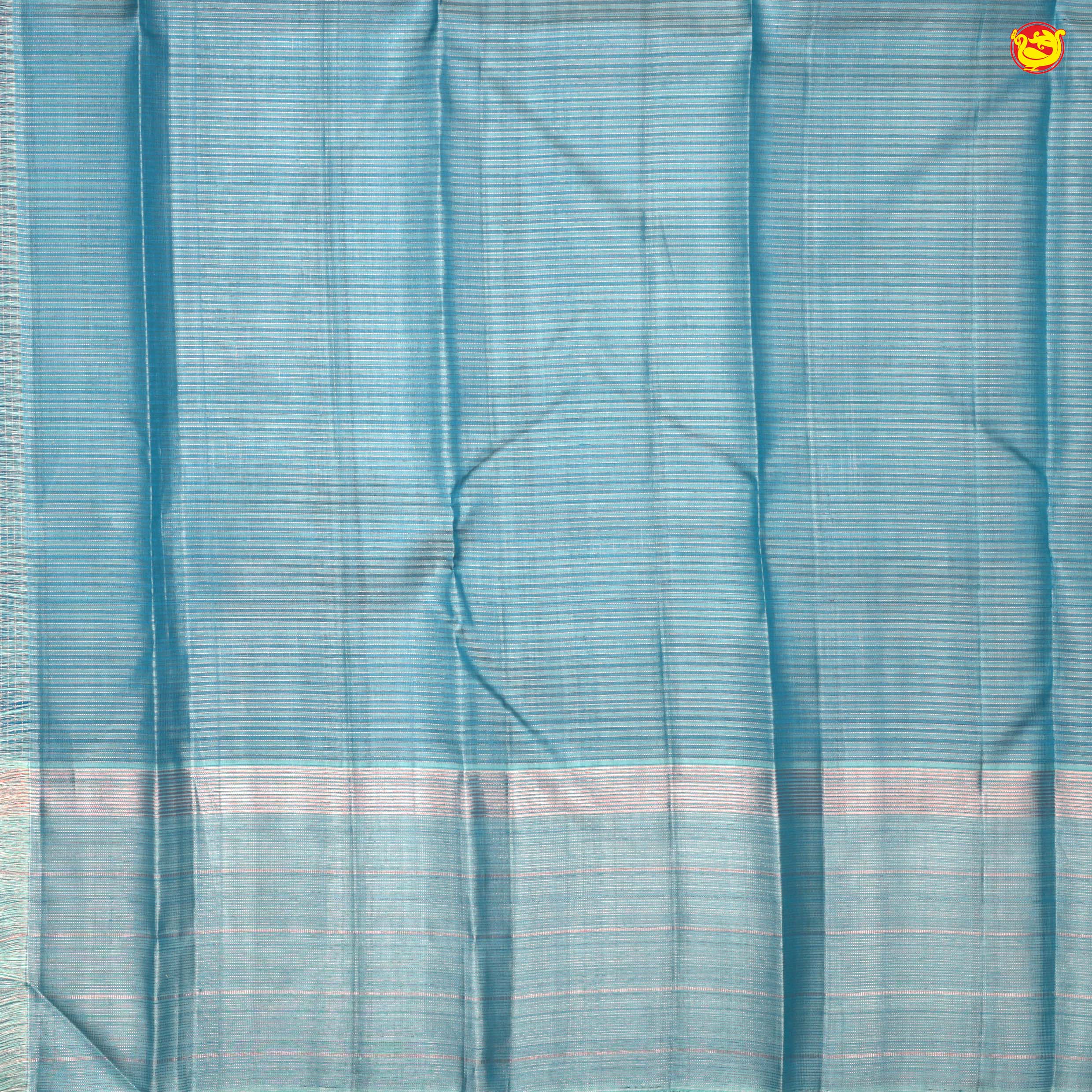 Cobalt Blue With Checked Motifs and Stripes Border Copper Zari Pure Soft Silk Saree