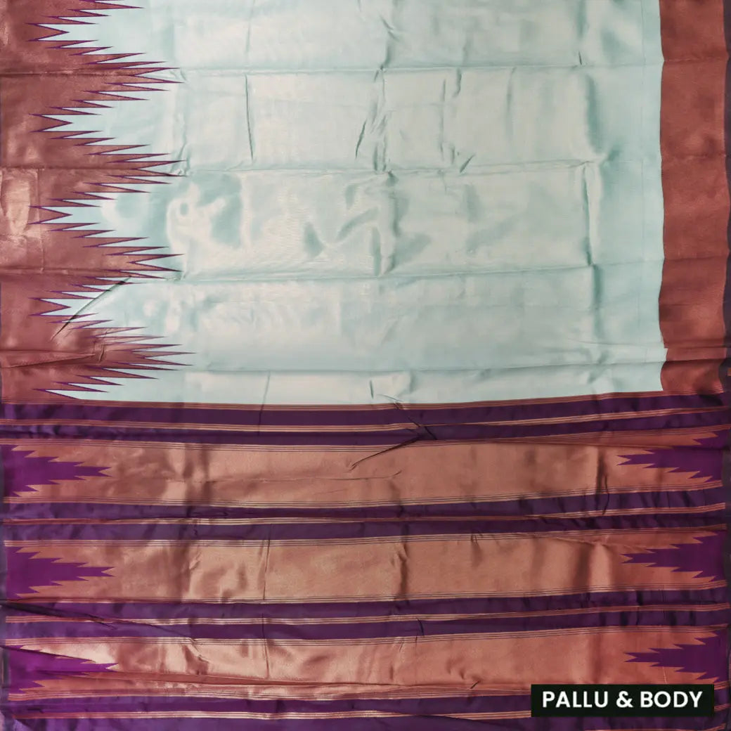Baby Aqua with Purple Tissue Silk Saree