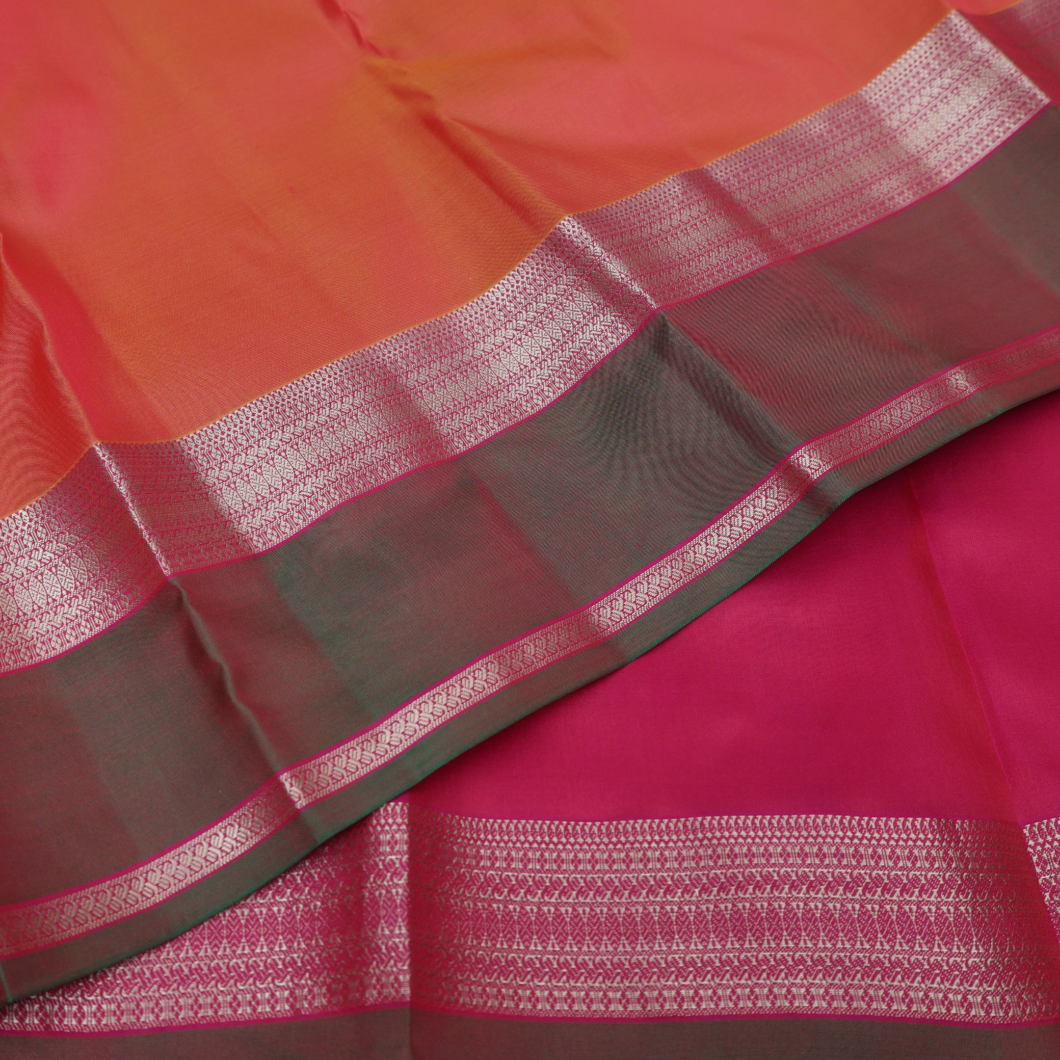 Orange With Pink Gold Zari Yuvana Semi Soft Silk Saree