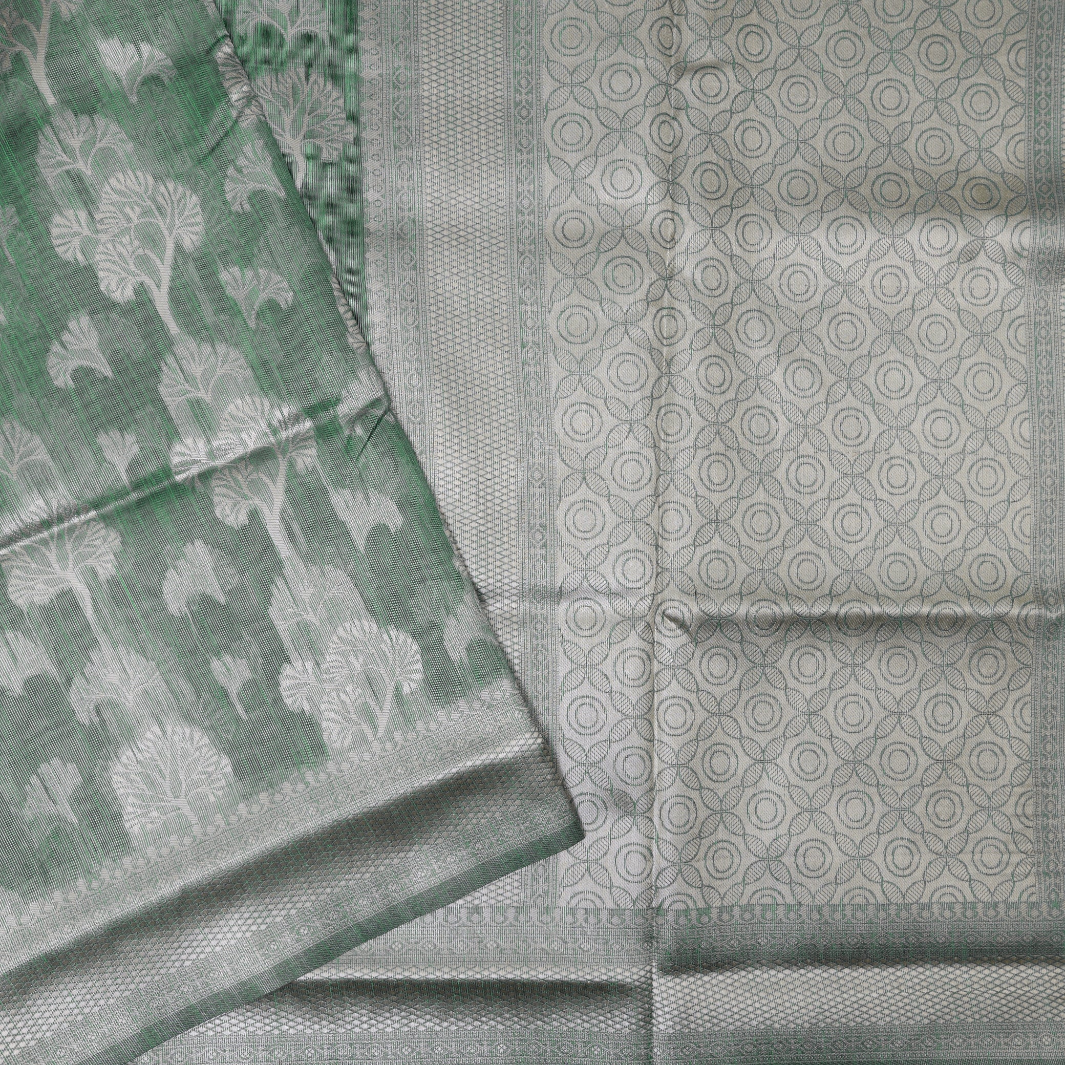 Forest Green Colour Fancy Weaving Saree