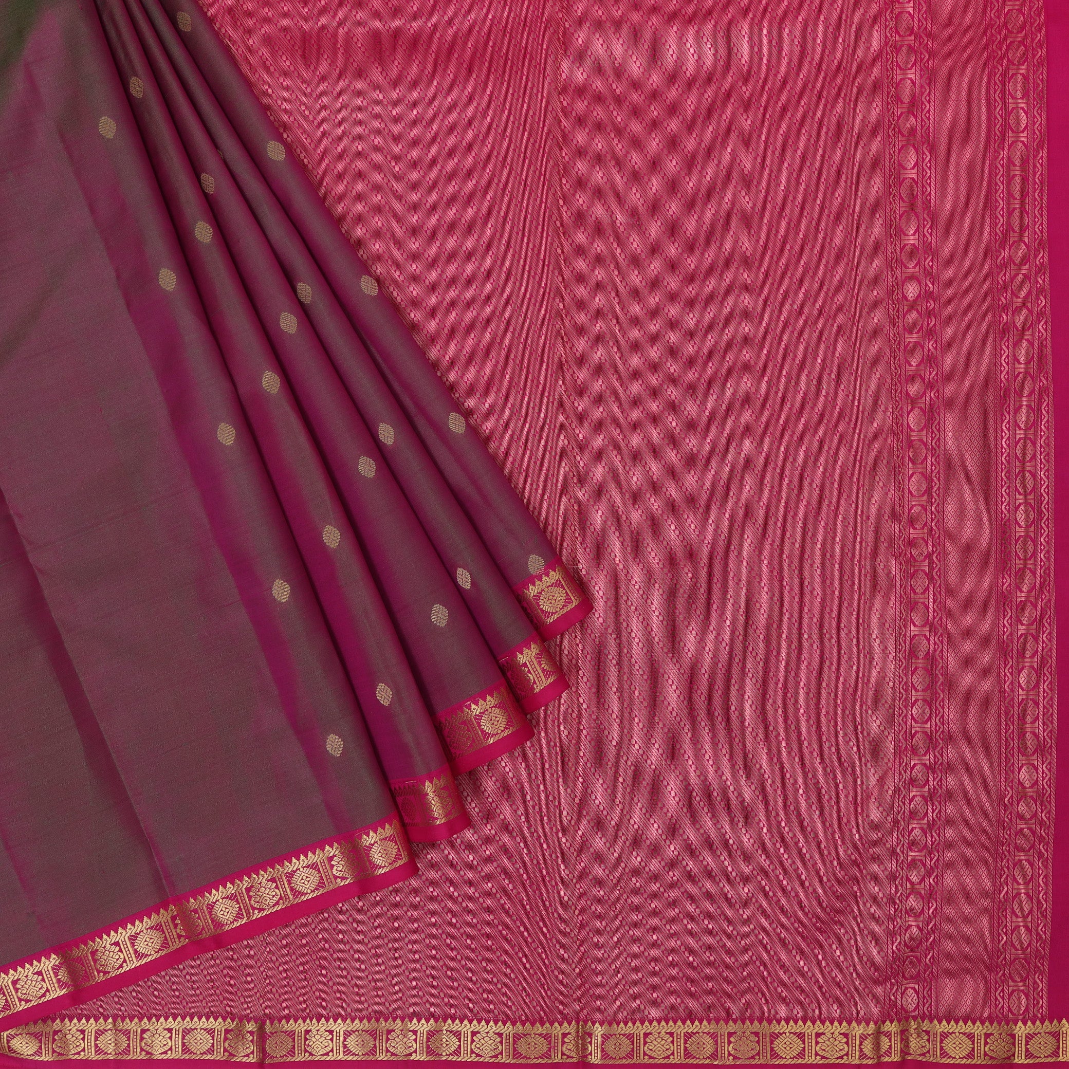 Maroon With Pink Gold Zari Yuvana Semi Soft Silk Saree