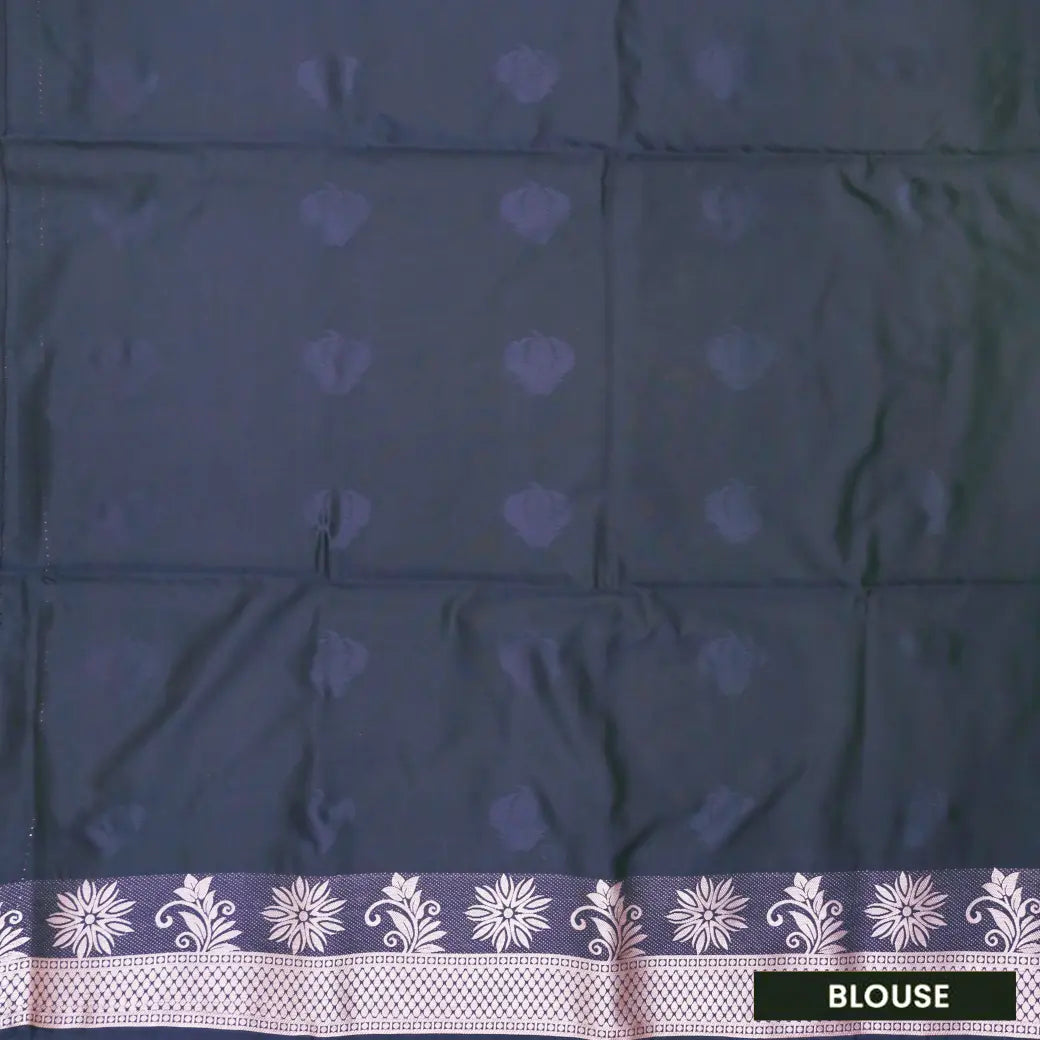 Dusty Rose with Navy Blue Soft Silk Saree
