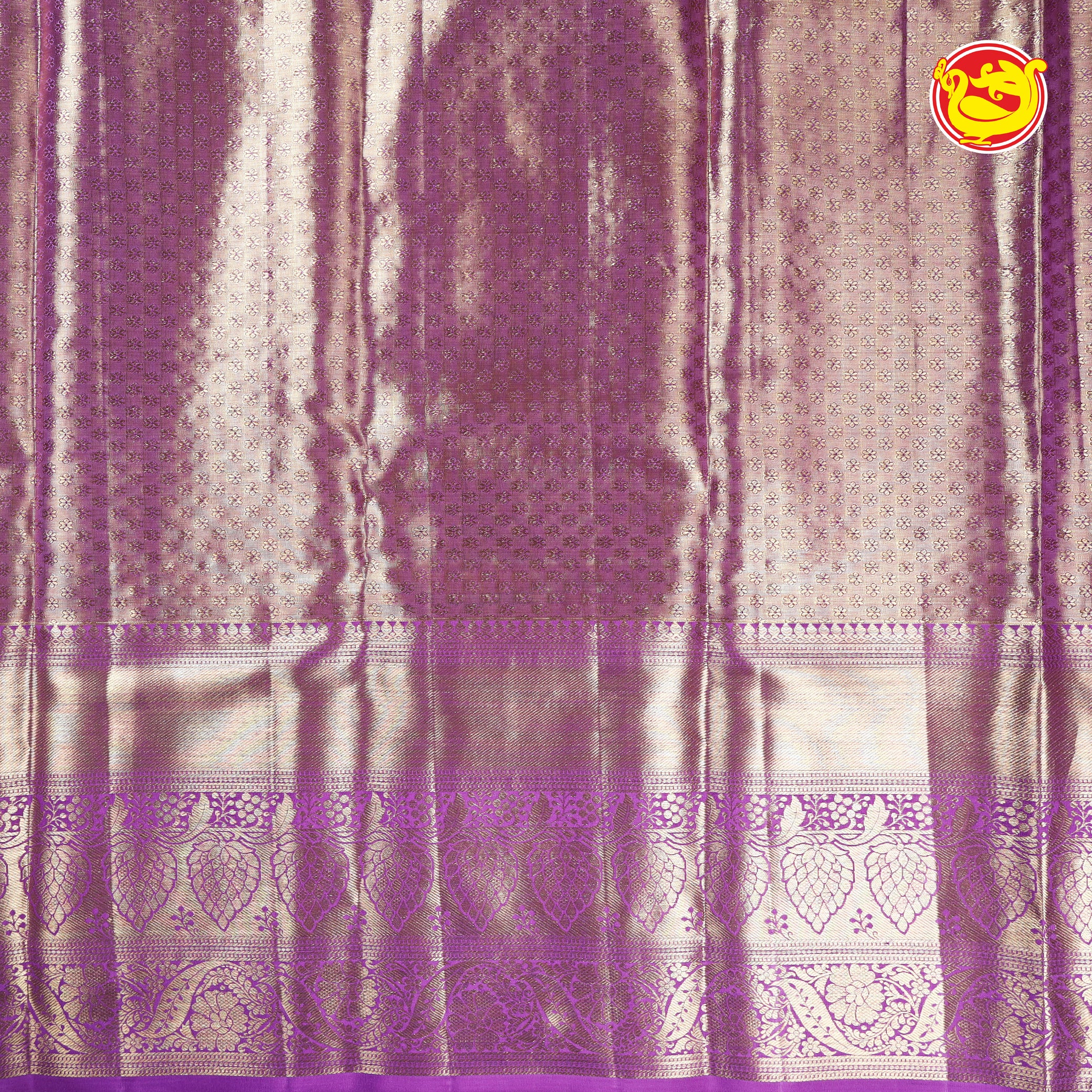 Golden Tissue with purple wedding silk saree