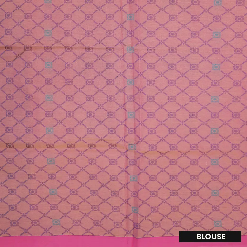 Light Orange with Pink Border Negamam Cotton Saree