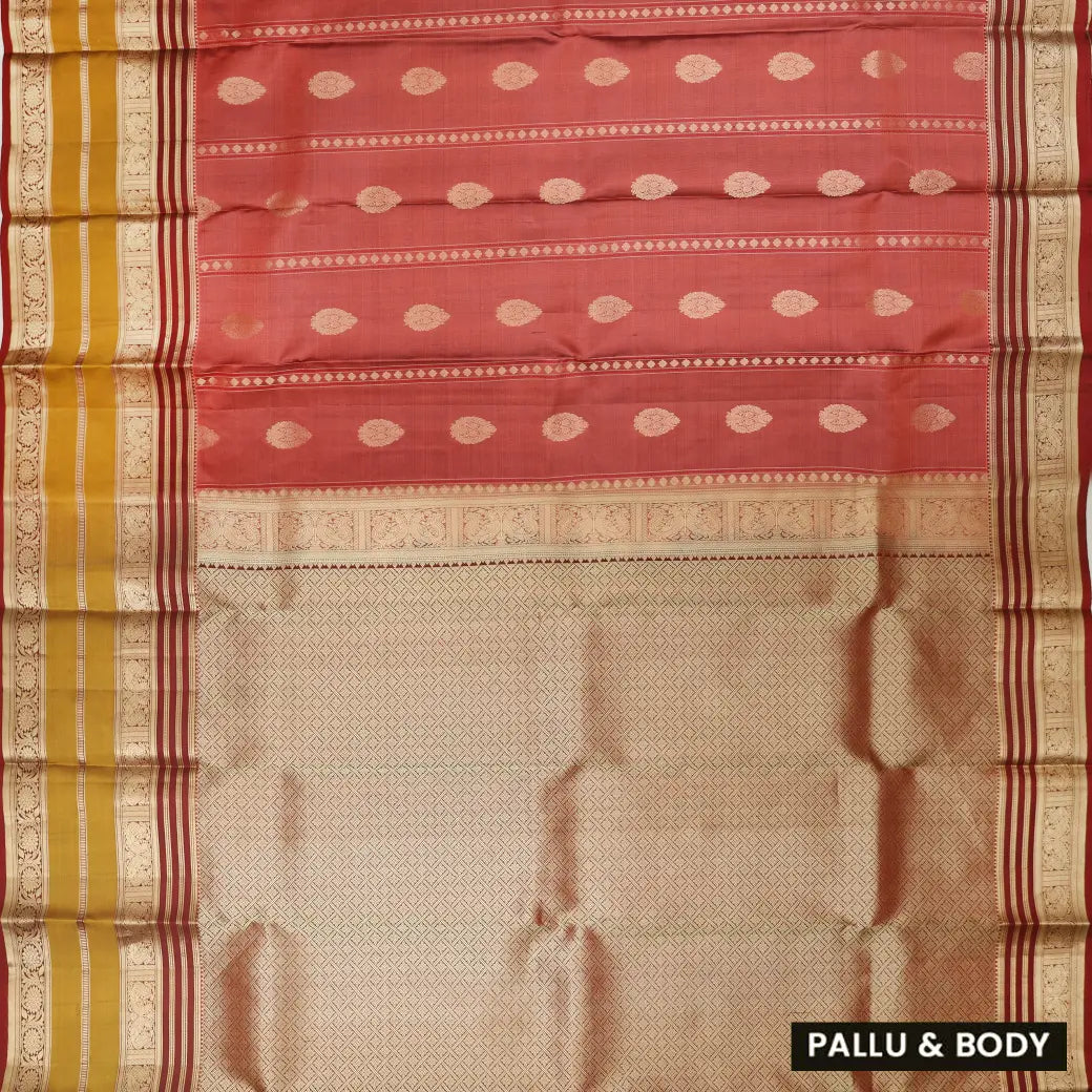 Peach with Maroon hamsam silk saree