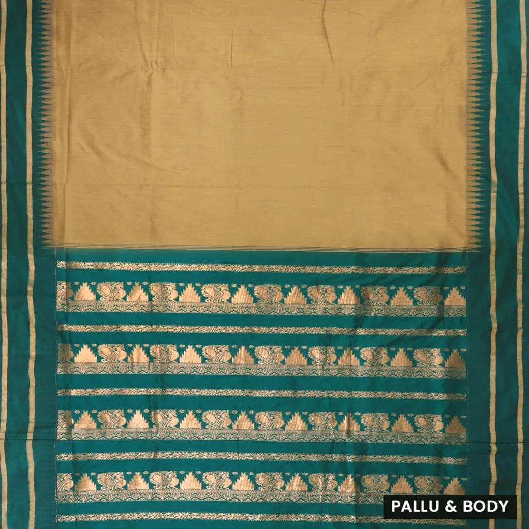 Sandal With Green Premium Quality Kalyani Cotton Saree