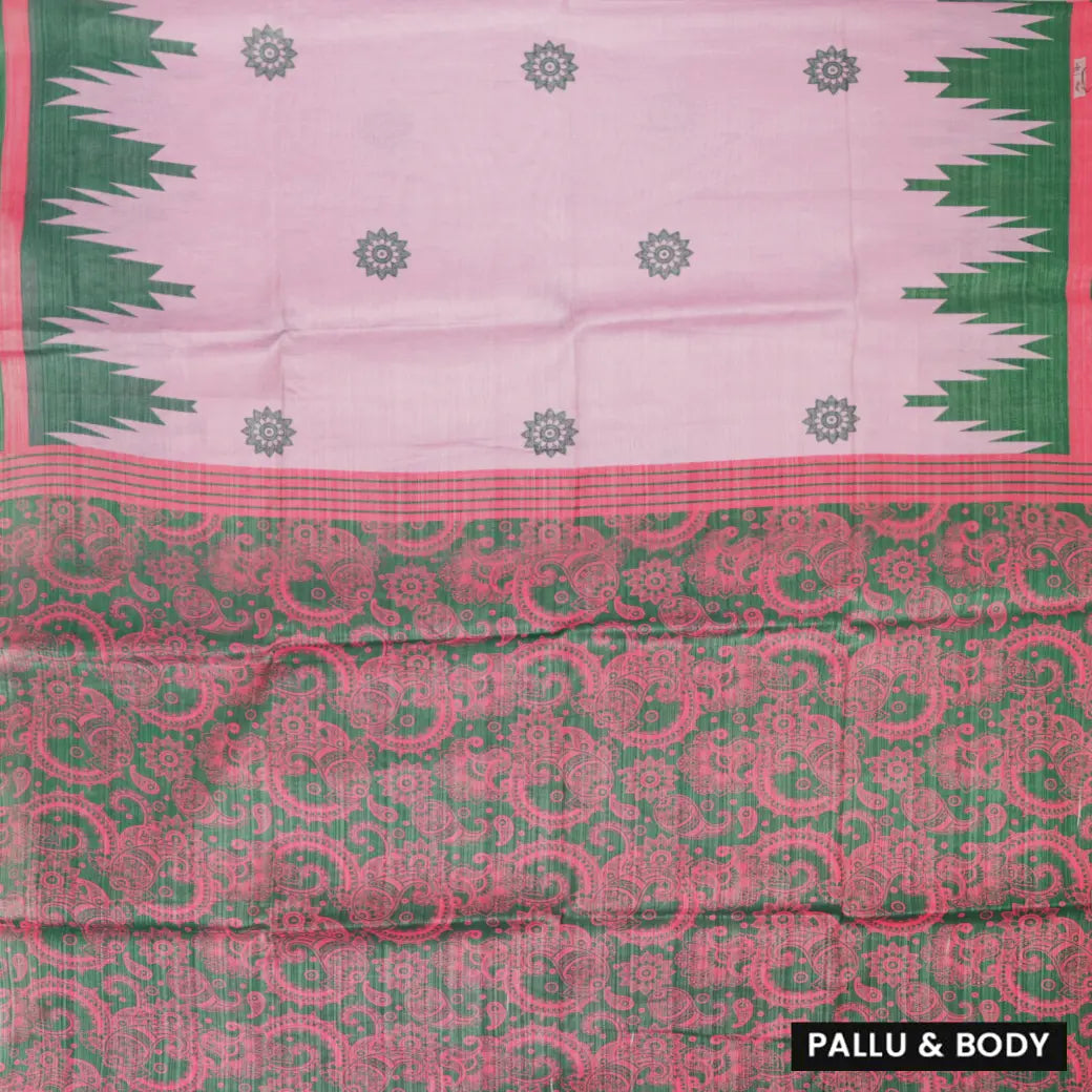 Light Pink with Green Tissue Silk Saree