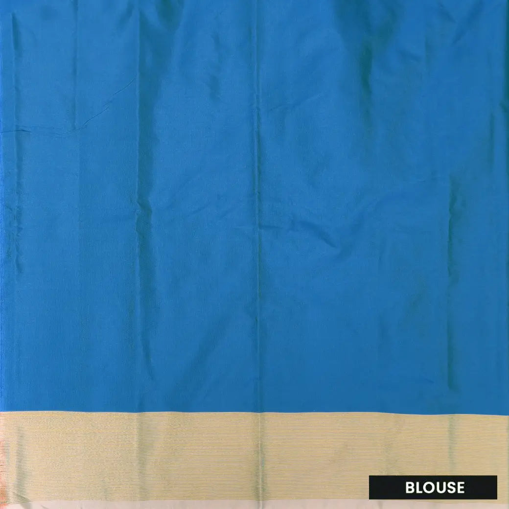 Sky Blue With Light Yellow Arani Silk Saree