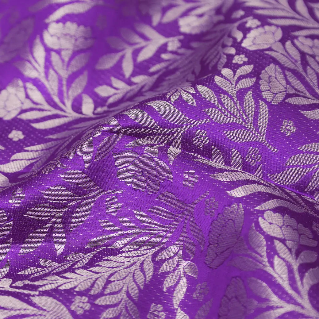 Purple with Light Pink Kanchipuram Wedding silk saree