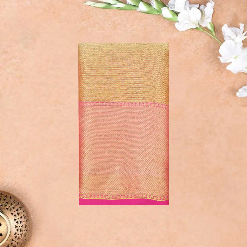 Pink & Golden with Pink Tissue Semi Silk Saree