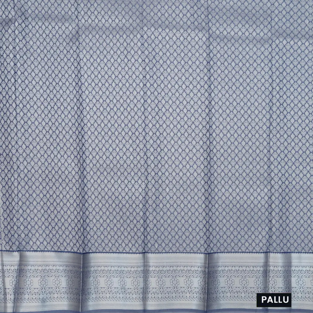 Dusty Blue with Silver Woven Patterns Art Silk Saree