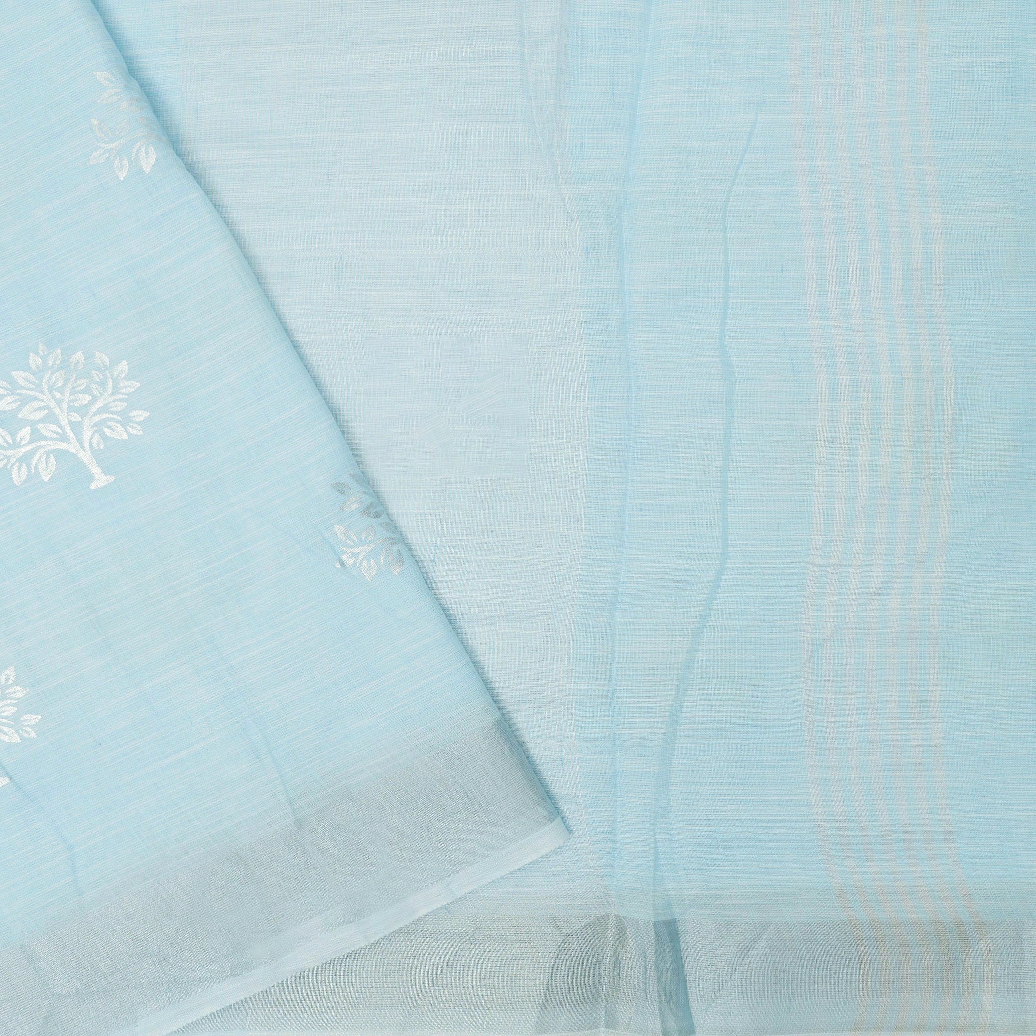 Light Blue Color Linen Cotton Saree