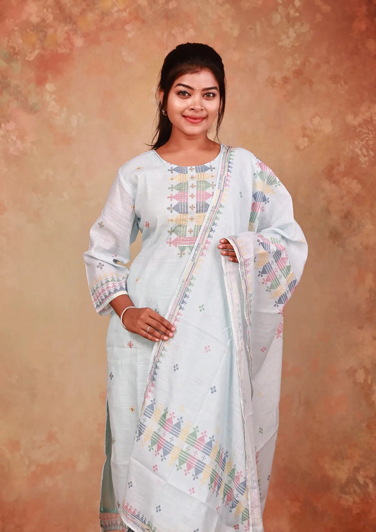 Light Blue Colour ladies Branded straight Cut Churidar