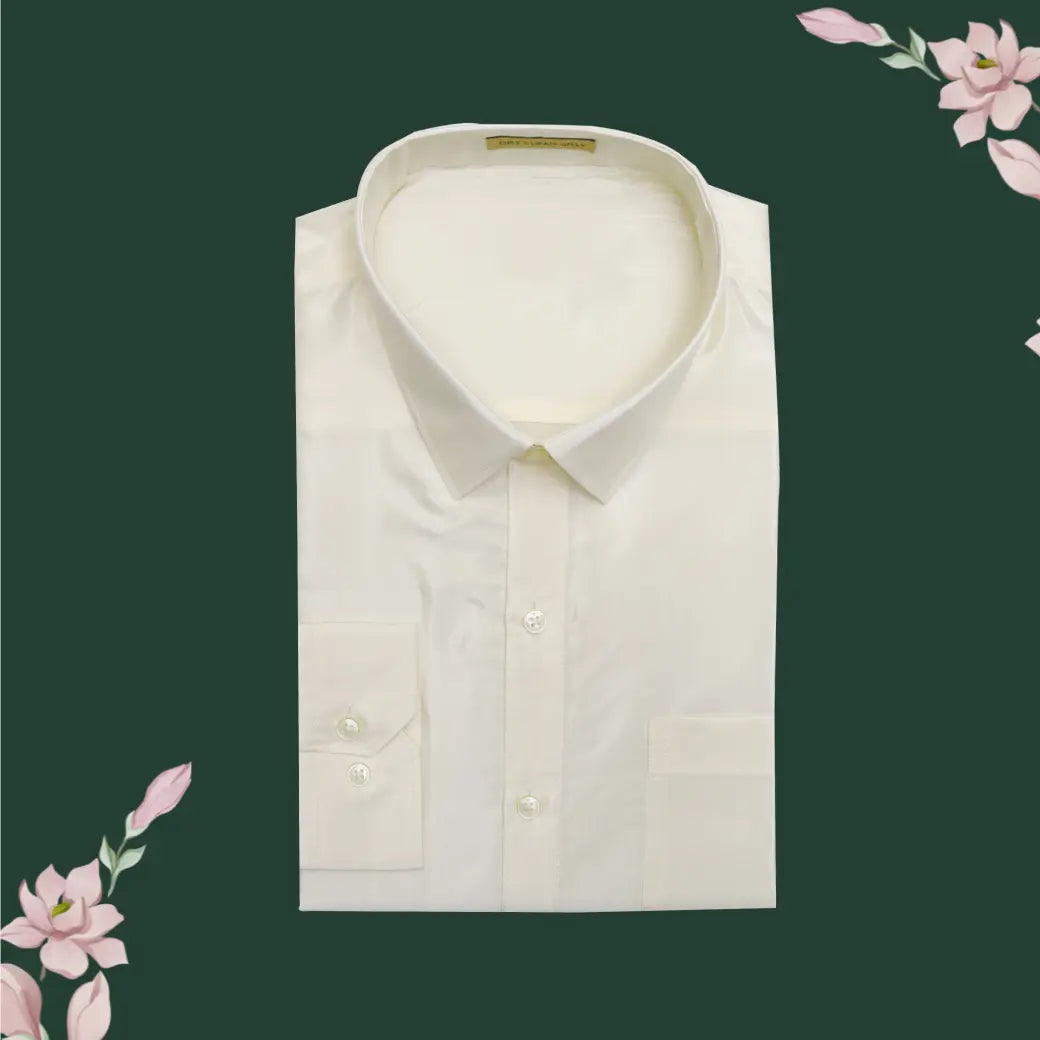 Cream with Gold Men’s Silk Readymade Shirt and Dhoti Set