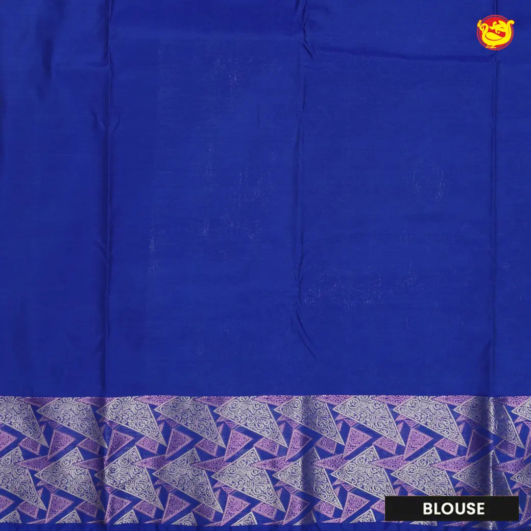 Bright Green with Royal Blue Soft Silk Saree