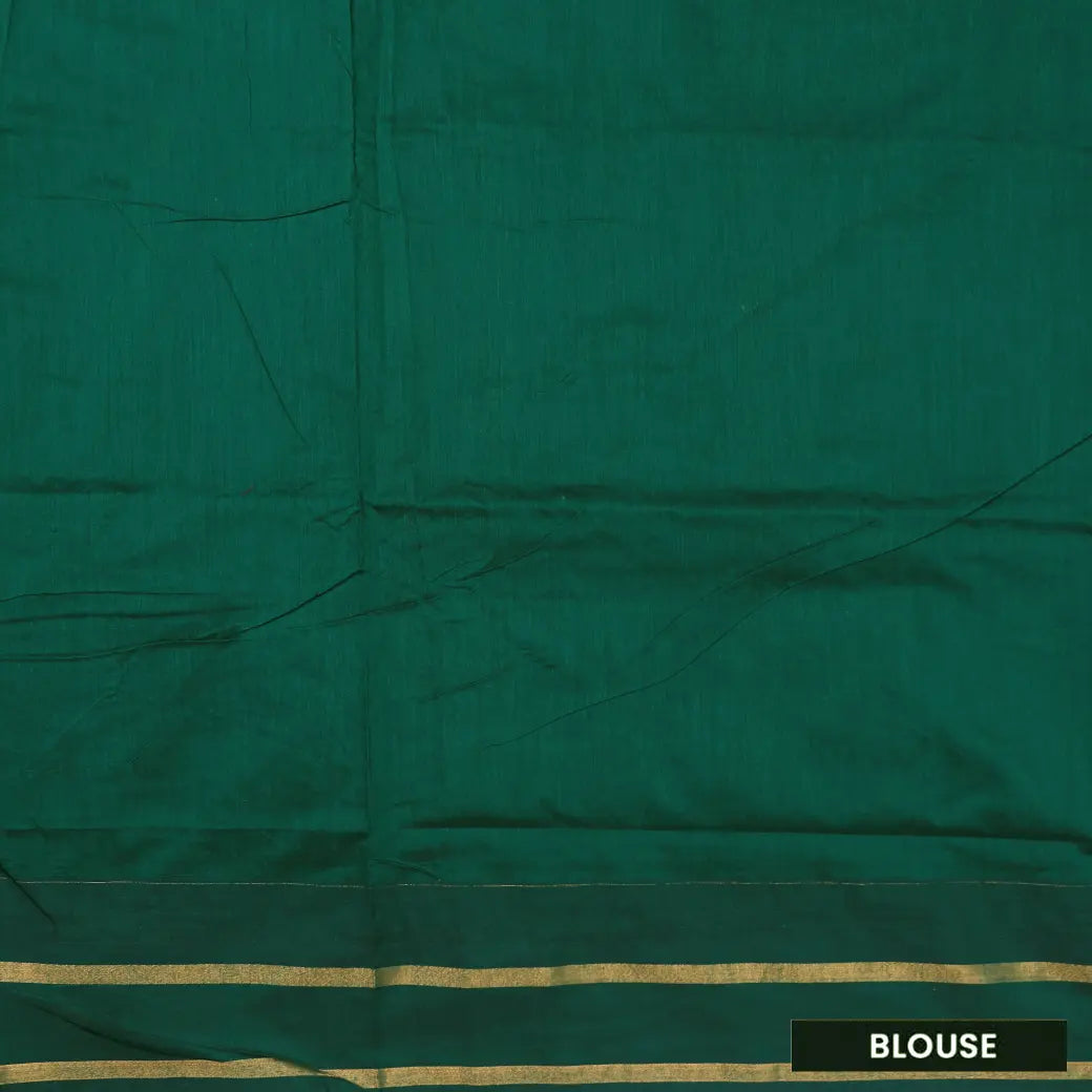 Pink With bottle Green Premium Quality Kalyani Cotton Saree