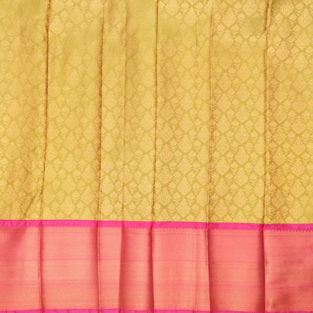 Light yellow with Pink Art Silk Saree