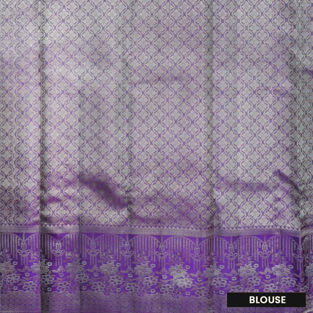 Cyan Blue with Purple Kanchipuram Wedding silk saree
