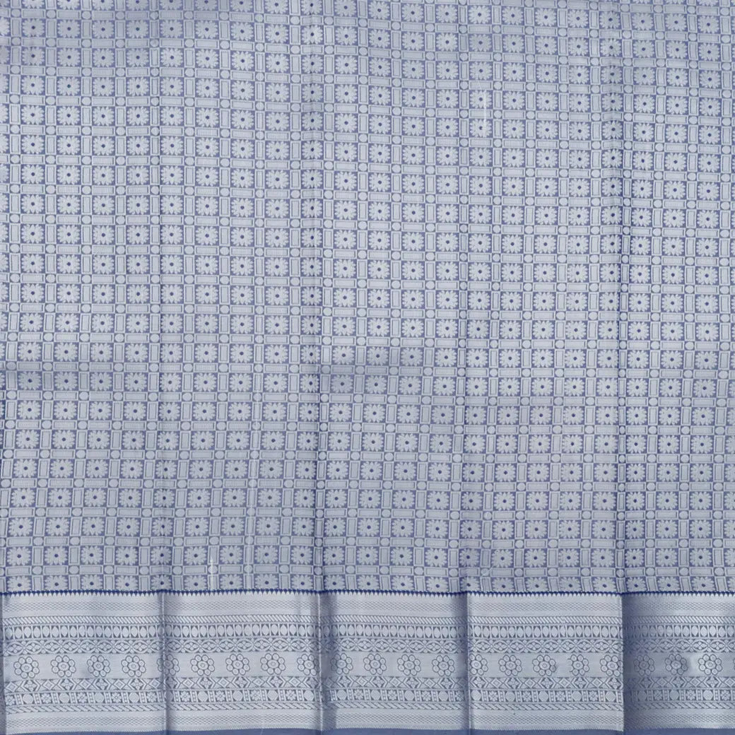 Dusty Blue with Silver Woven Patterns Art Silk Saree