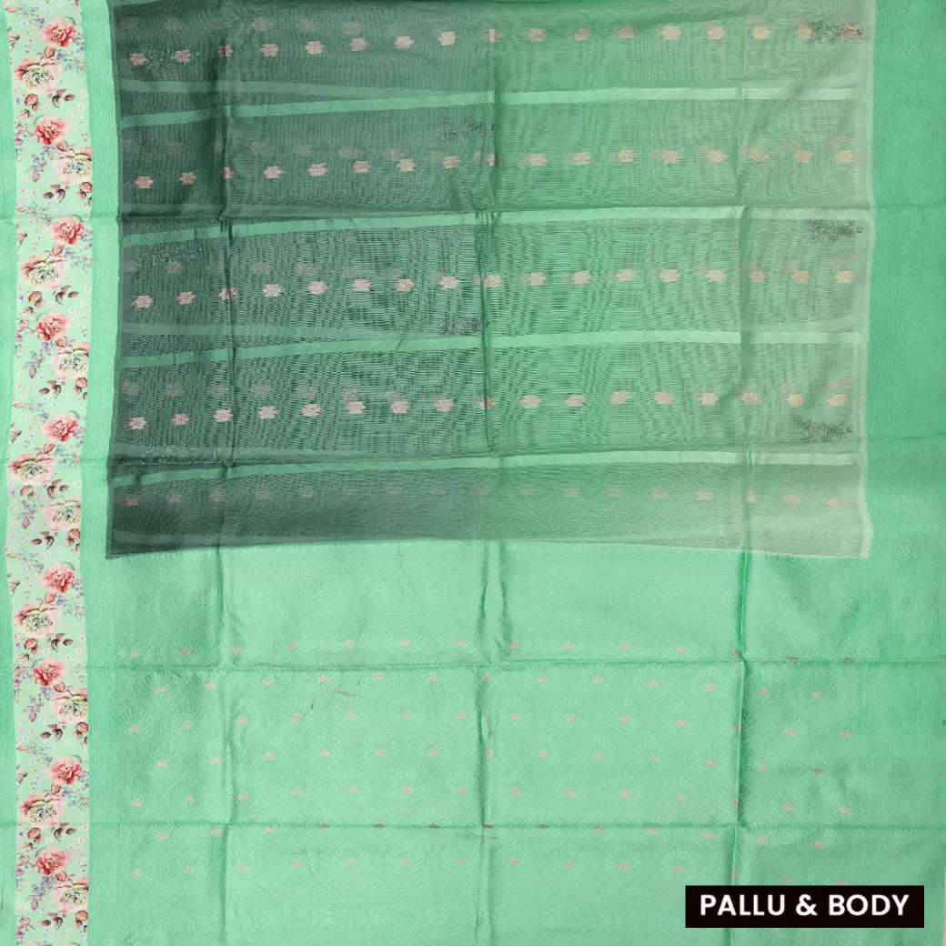 GREEN Semi Burberry Silk Saree