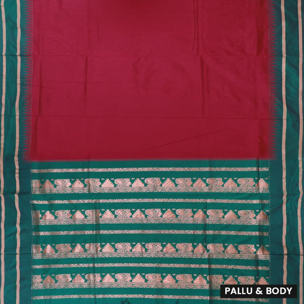 Red With Green Premium Quality Kalyani Cotton Saree