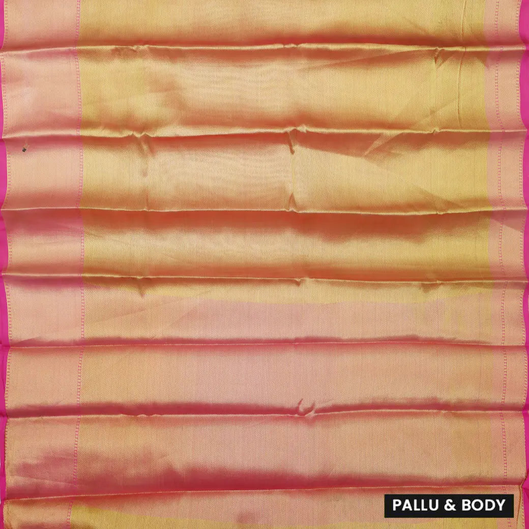 Pink & Golden with Pink Tissue Semi Silk Saree