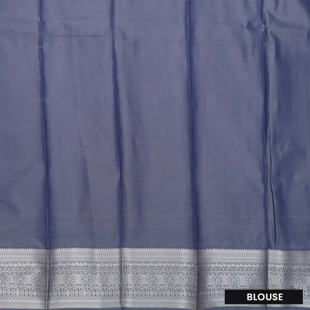 Dusty Blue with Silver Woven Patterns Art Silk Saree