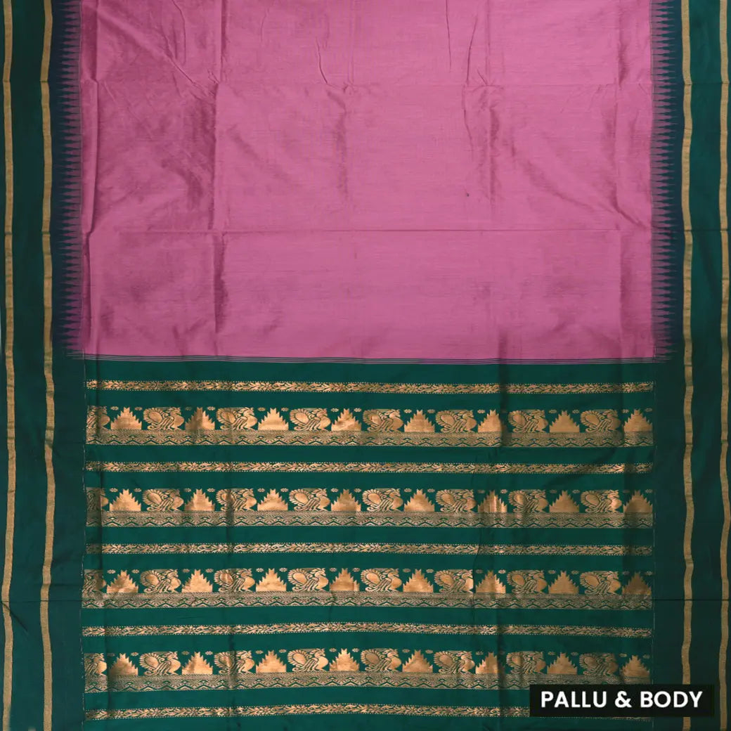 Pink With bottle Green Premium Quality Kalyani Cotton Saree