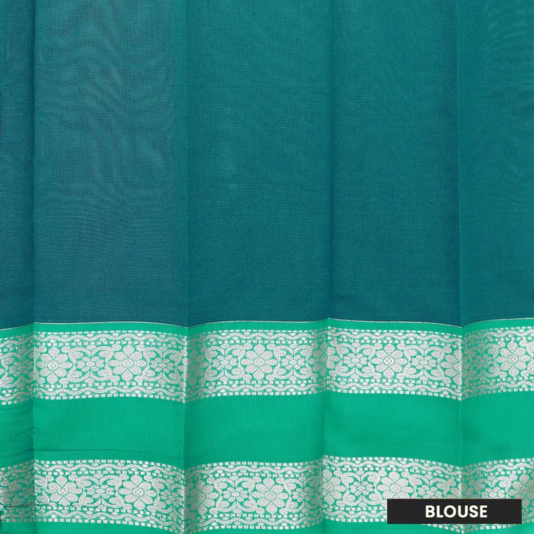 Magenta With Green Checked Silk Cotton Saree