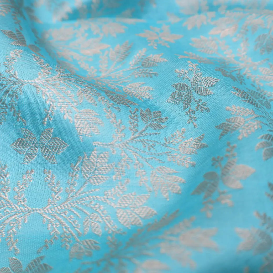 Cyan Blue with Purple Kanchipuram Wedding silk saree