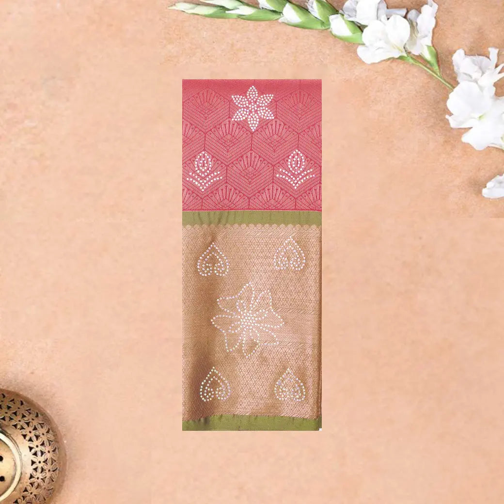 Maroon with Light Green Art Silk Saree