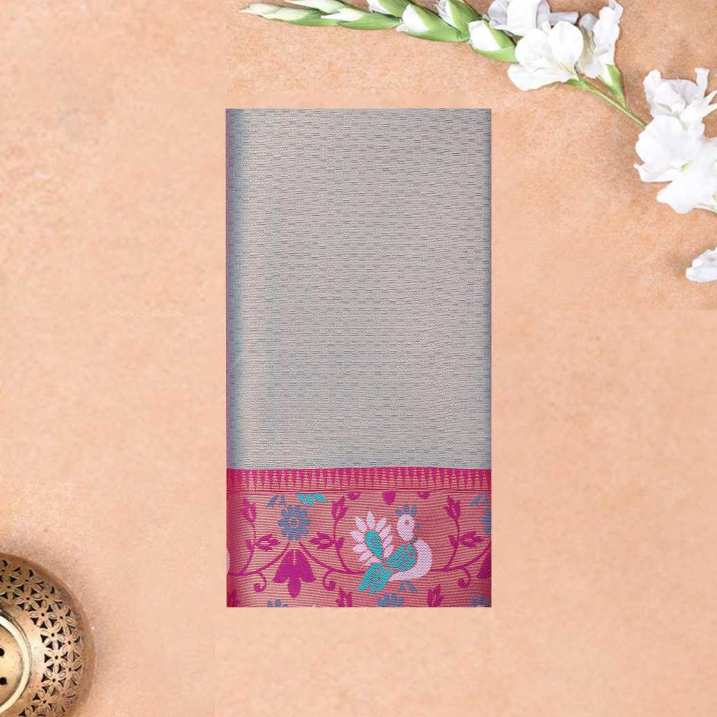 PALE SEAFORM GREEN WITH PURPLE LITCHI SILK SAREES