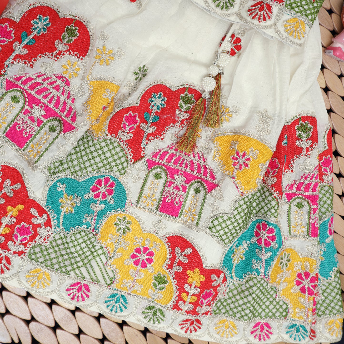 Off White With MultiColor Girls Branded Choli