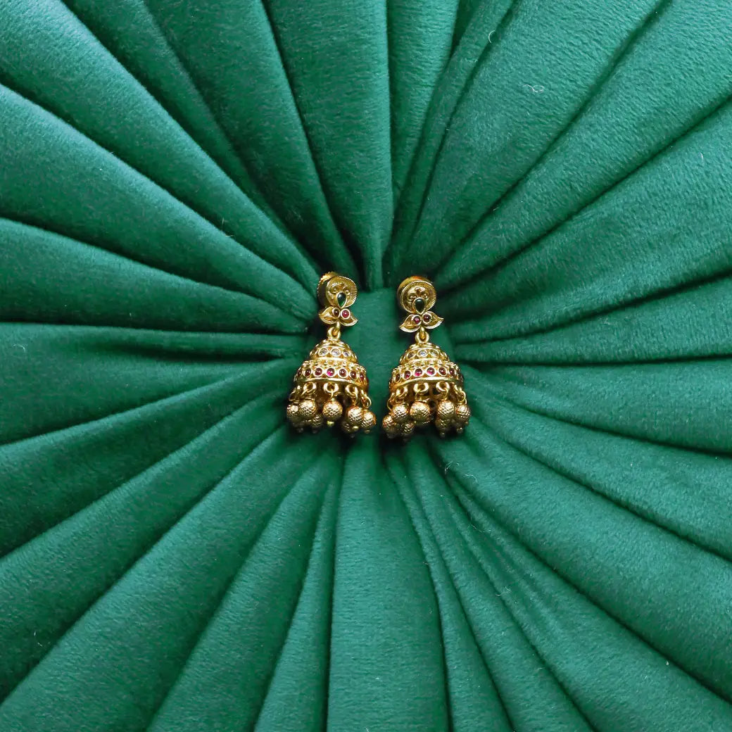 Antique necklace with jhumkas and stones
