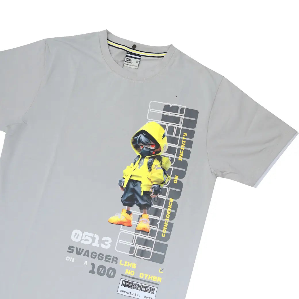 Gray Colour with Boys Casual T-shirt