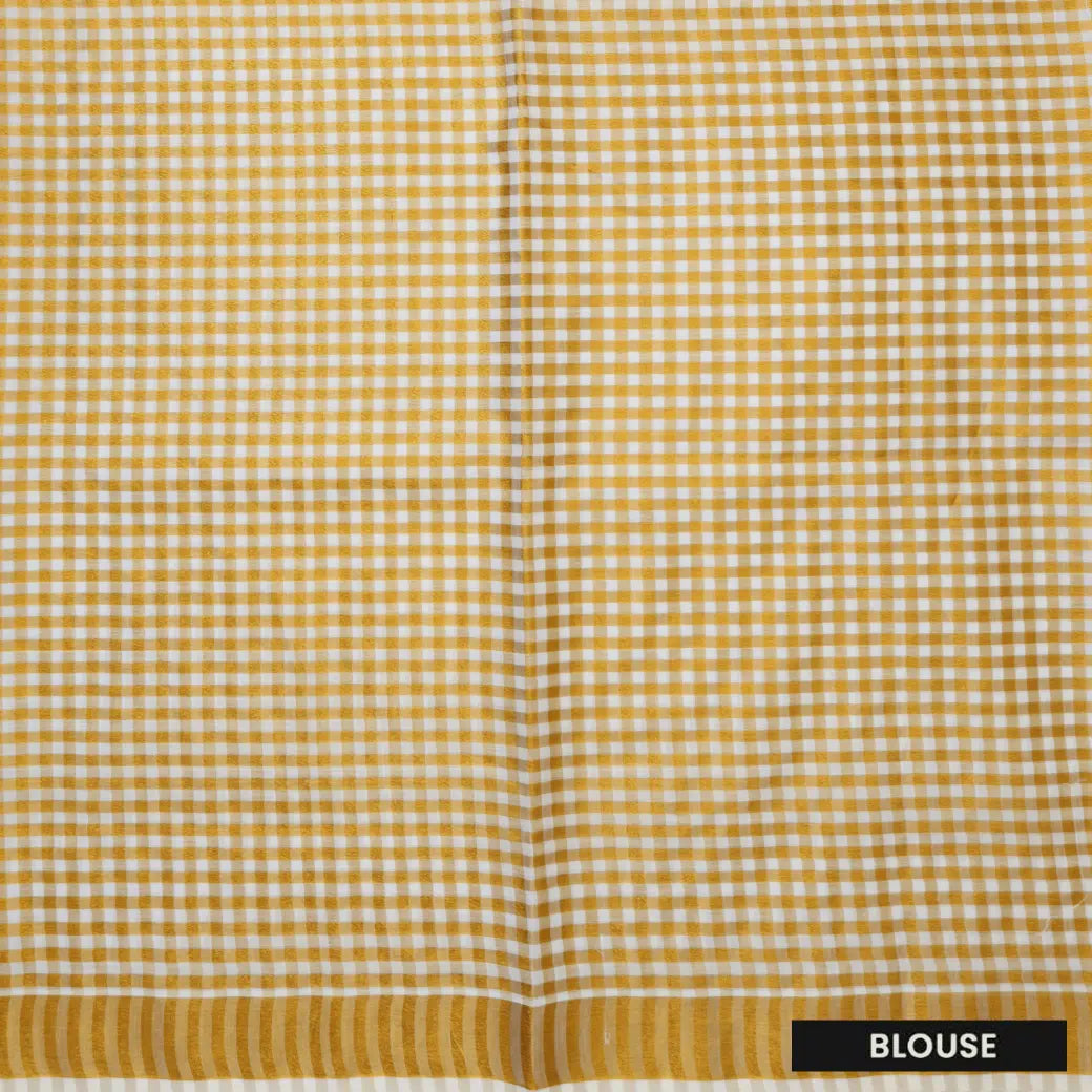 Southloom Exclusive Onam Kerala Traditional Fancy Border small Checked Cotton Saree (Matching Plain Blouse Included)