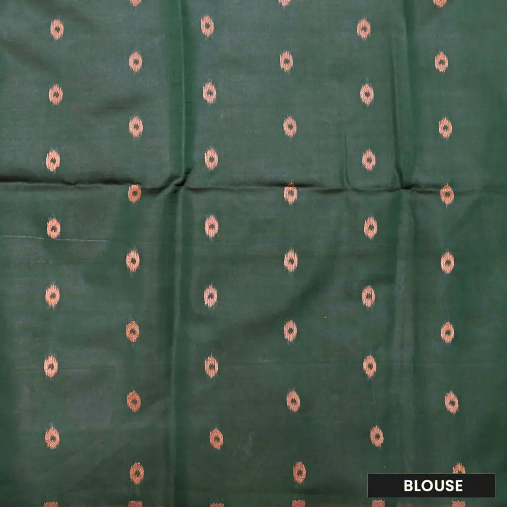 Light Pink With Green Pochampally Semi Ikat Silk Saree