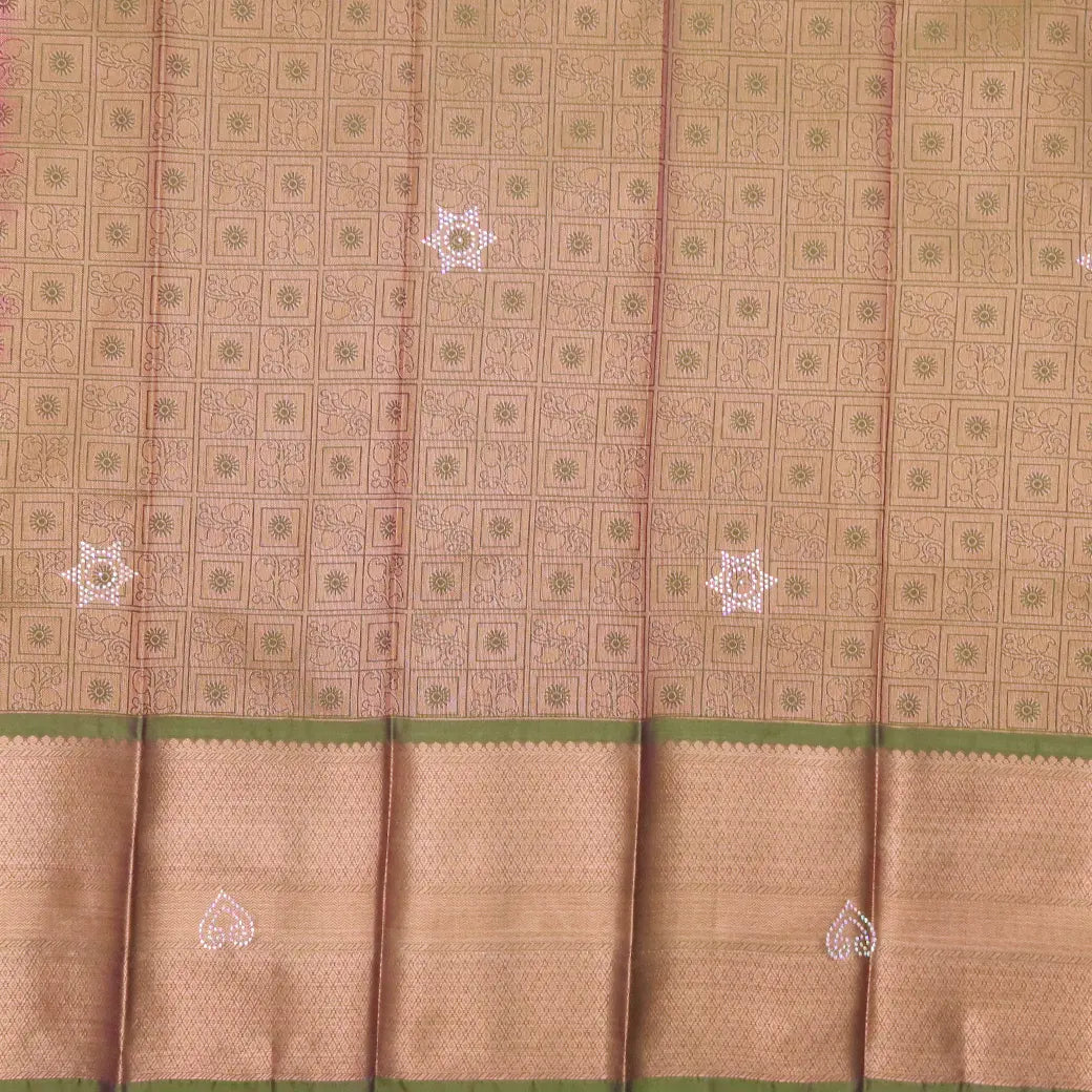 Maroon with Light Green Art Silk Saree
