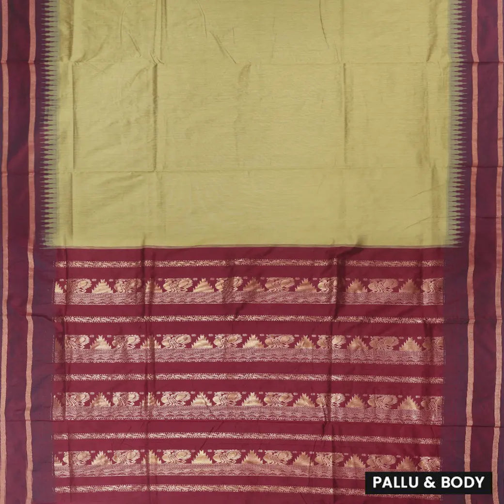 Mustard Yellow With Maroon Premium Quality Kalyani Cotton Saree